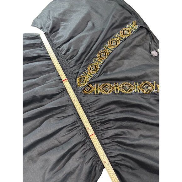 H&M Womens Black Embroidered V-Neck Tunic Size 16 Polyester - Picture 9 of 12